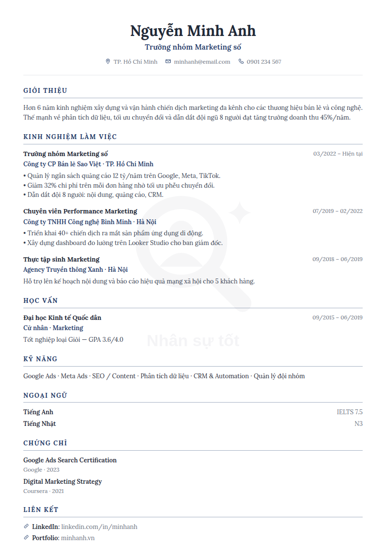 Mẫu CV Cổ điển