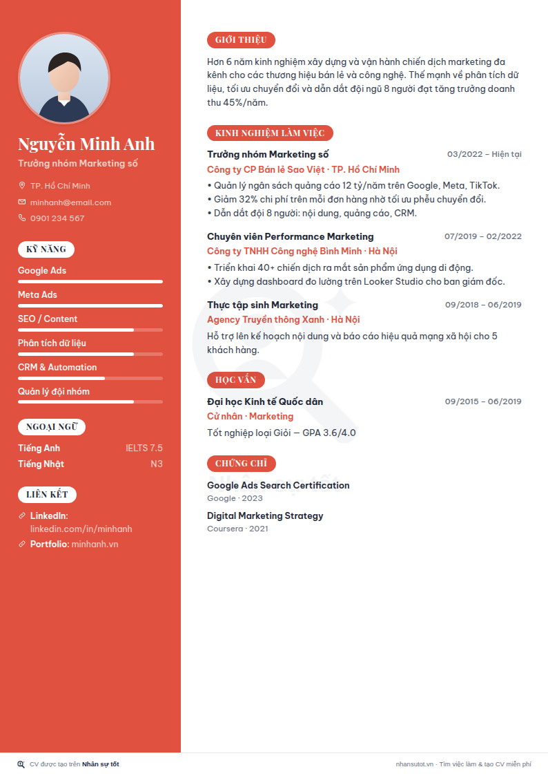 Mẫu CV Sáng tạo