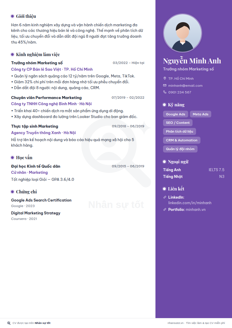 Mẫu CV Nhà thiết kế