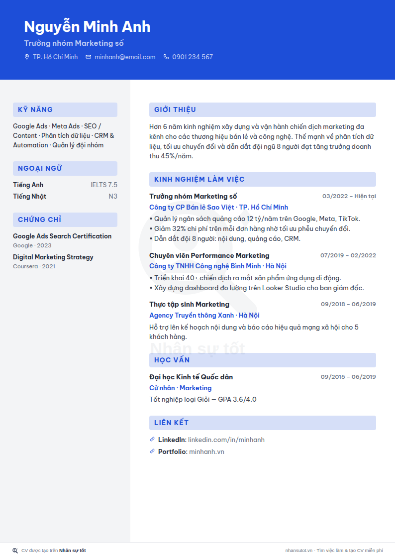 Mẫu CV Logistics – XNK