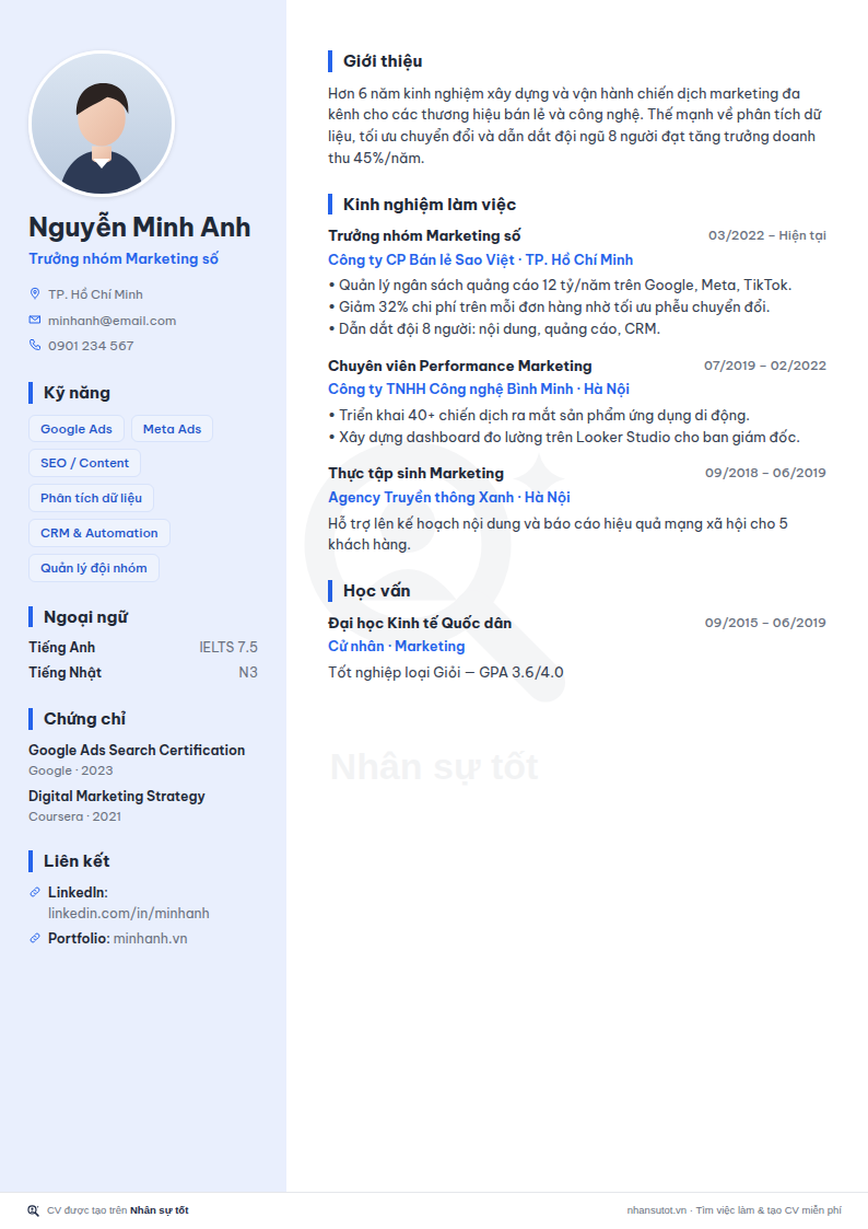 Mẫu CV Hiện đại