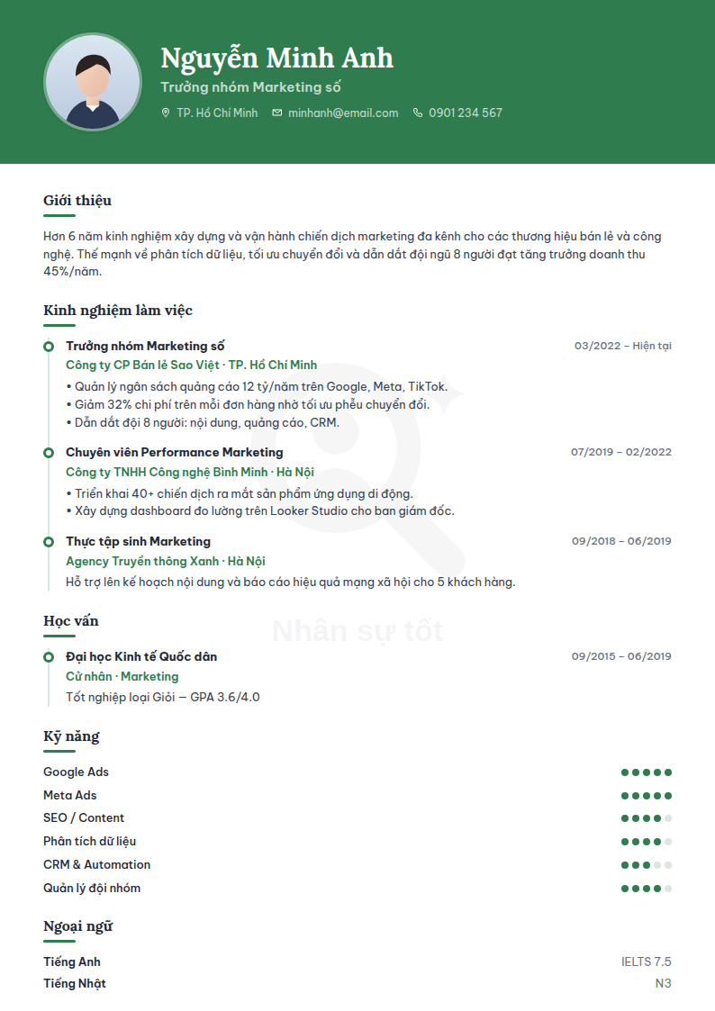 Mẫu CV Giáo viên