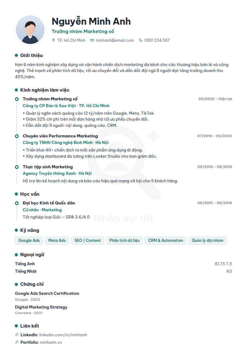 Mẫu CV Dòng thời gian